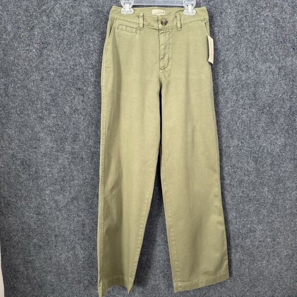 Universal Thread Olive Chino Pant Women Sz 2 Straight Leg NWT Back Patch Pockets - Picture 1 of 11